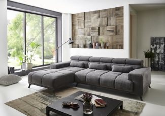 Iwaniccy Wohnlandschaft elektrische Sitztiefenverstellung, 3 Kissen, grau - 285x99x201 (BxHxT)