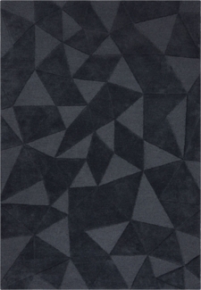 Kadima Design Luxus-Wollteppich mit Geometrischem Muster - "Deben Troy". Farbe: Anthrazit, 200x290 cm