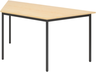 bümö Trapez-Tisch, Multifunktionstisch 160 x 69 cm in Ahorn/Schwarz - Besprechungstisch, Konferenztisch, Meetingtisch, Mehrzwecktisch, Pausentisch für Besprechungsraum, Meetingraum, VT16-3-D