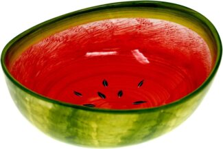 Lashuma Salatschüssel Melone, Keramik, (1-tlg), Handbemalte Servierschale in Melonen Optik Ø 25 cm