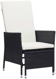 vidaXL Garten-Liegestuhl mit Auflagen Poly Rattan Schwarz 310228