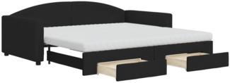 vidaXL Tagesbett Ausziehbar mit Schubladen Schwarz 100x200 cm Stoff 3197249