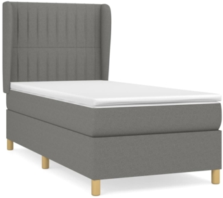 vidaXL Boxspringbett mit Matratze Dunkelgrau 90x200 cm Stoff 3128654