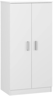 Dmora 2-türiger Mehrzweckschrank Akimera, Beistellschrank, Niedriger Schuhschrank mit 6 Regalen, Modernes Schuhregal, 55 x 36 x 108 cm, Weiß