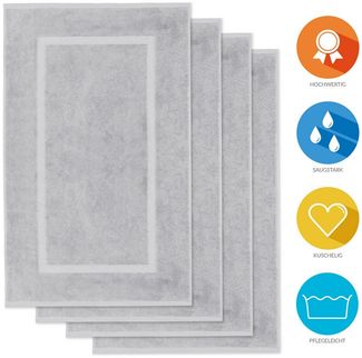 Lavea Badematte 4er Set Badeteppiche Elena Frottee 50x80 cm Badvorleger, 100% Baumwolle, 500 g/m² Frottier, weich & saugstark, pflegeleicht