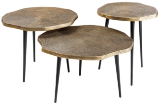 riess-ambiente Beistelltisch ORGANIC Ø60/Ø50/Ø40cm antik messing / schwarz (Set, 3-St), Wohnzimmer · Metall · rund · Baumstamm-Design · handmade