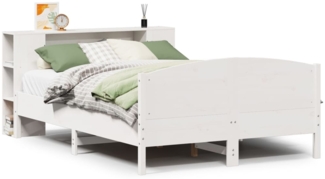 vidaXL Massivholzbett mit Regal ohne Matratze Weiß 150x200 cm Kiefer 3323063