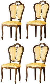 Casa Padrino Luxus Barock Esszimmer Set Braun / Weiß / Gold 48 x 43 x H. 104,5 cm - 4 Esszimmerstühle - Barock Esszimmermöbel