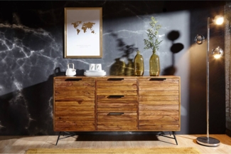 Design Sideboard Sheesham Massiv Holz, Industrial-Design B/H/T ca. 160/88/40cm