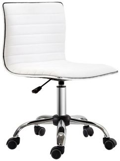 HOMCOM Bürostuhl Höhenverstellbarer Drehstuhl (Bürostühle, 1 St), Stahl PU, Weiß, 48 x 52 x 78-90 cm