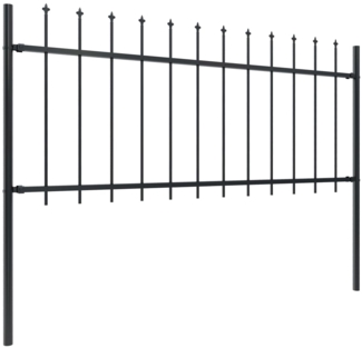 vidaXL Gartenzaun mit Speerspitze Stahl 1070 x 80 cm Schwarz 277607