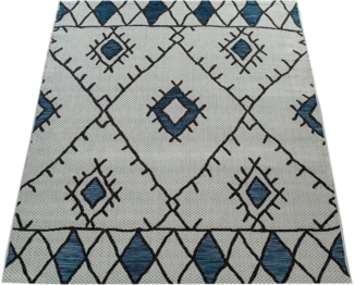 Paco Home Teppich Kuba 124, rechteckig, Höhe: 4 mm, Flachgewebe, Rauten Design, In- und Outdoor geeignet, Wohnzimmer