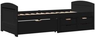 vidaXL Tagesbett mit 5 Schubladen ohne Matratze IRUN Schwarz 90x200cm 3314682