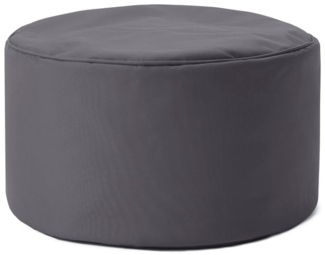 Lumaland Indoor Outdoor Sitzhocker 25x45 cm - Runder Sitzpouf, Sitzsack Bodenkissen, Sitzkissen, Bean Bag Pouf - Wasserabweisend - Pflegeleicht - ideal für Kinder und Erwachsene - Anthrazit