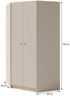 Beautysofa Eckschrank ALEX mit 2 Kleiderstangen und 8 Ablagen (erhältlich in zwei trendigen Farben (Eukalyptus oder Sandbeige) Höhe: 195 cm