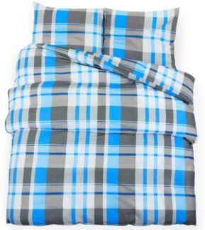 vidaXL Bettwäsche-Set Blau und Grau 140x200 cm Baumwolle 136074