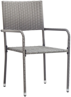 vidaXL Garten-Essstühle 2 Stk. Stapelbar Grau Polyrattan 318699