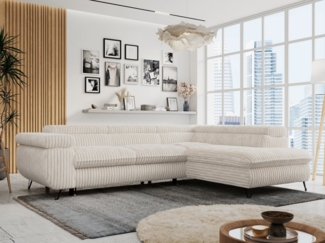 MKS MÖBEL Ecksofa PETER L, Set, Ecksofa L-form, HR35-Schaum, Wellenfederkern, Bettfunktion, Einstellbare Kopfstützen, Bettkasten