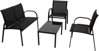 Lounge Set ARONA 4-teilig, Metall + Kunstgewebe schwarz