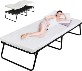 TLGREEN Klappbett Metallbett, Erwachsene Gästebett Gästebett Klappbar, Einzelbett, 80x190 cm, mit Memoryschaum-Matratze