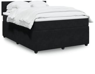 vidaXL Boxspringbett mit Matratze Schwarz 140x190 cm Samt 3287730