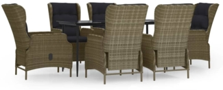 vidaXL 7-tlg. Garten-Essgruppe Braun Poly Rattan 3156811
