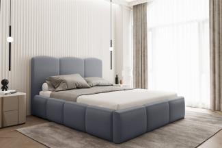 Polsterbett Doppelbett DUNIA in Stoff Opera Velvet Steel 120x200cm