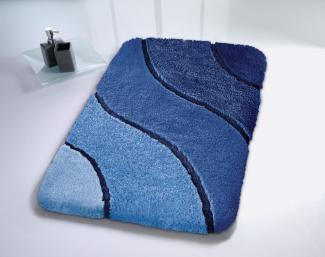 Kleine Wolke Badteppich Wave marineblau, 60 x 90 cm