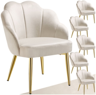 tectake Esszimmerstuhl Cocktailsessel Hellen, gepolstert mit Samtbezug (Set, 6 St), Bequeme Polsterung dank superdicker und hochdichte Schaumstofffüllung