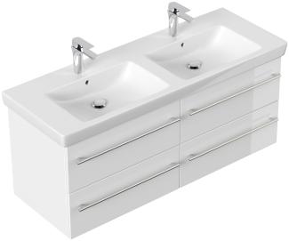 Badmöbel mit Villeroy & Boch Subway 2.0 Waschbecken 130 cm B weiss hochglanz : Weiss hochglanz