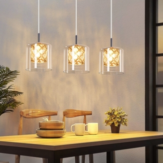ZMH Pendelleuchte Esstisch Esstischlampe Lang - Glas 3 Flammig Hängeleuchte G9 Vintage Esszimmerlampe 120CM Höhenverstellbar Modern Kristall Hängelampe für Wohnzimmer Esszimmer (ohne Leuchtmittel)