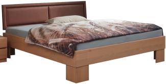 Bed Box Massivholz Bettrahmen Premium Madrid Buche weiß lackiert mit Polsterkopfteil 100x210 cm