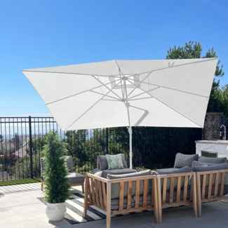 Ampelschirm Rechteckig 270x350 cm - Großer Sonnenschirm mit Kurbel, Aluminium