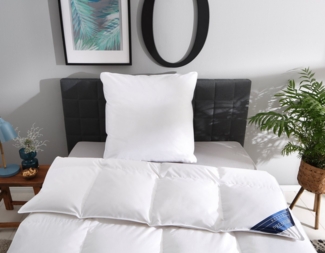 Otto Keller Gänsedaunenbettdecke + Kopfkissen Bella, Bettwaren-Set in 135x200 oder 155x220 cm, Sommer oder Winter, Füllung: Bettdecke: 90% Daunen, 10% Federn, Kopfkissen: 70% Federn, 30% Daunen, Bezug: 100% Baumwolle, Bettdecke 135x200 cm, 155x220 cm. ...