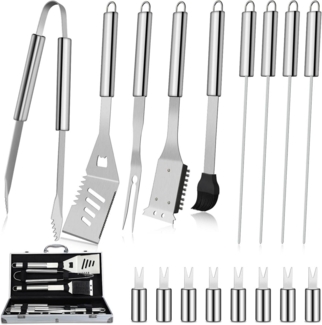 DRAGON RIOT Grillbesteck Set 18-teilig Edelstahl Spatel Alukoffer BBQ Kit