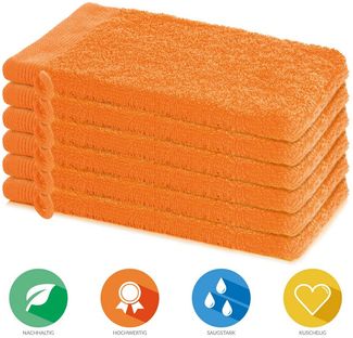 Lavea Waschhandschuh Bali, 16x22 cm aus 100% Bio-Baumwolle, einzigartig weiche Waschhandschuhe mit Aufhänger (Set, 6-St), hochwertige und nachhaltige Premium Waschlappen - schonende Reinigung