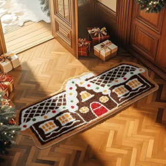 Weihnachtsfußmatte, Willkommensmatte, rutschfeste Türdekoration - Brown House