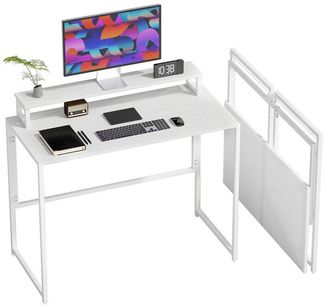 HOMCOM Schreibtisch mit abnehmbarem Ständer (Klapptisch, 1-St, Klappschreibtisch), Computertisch für Home Office, Weiß