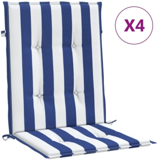 vidaXL Niedriglehner-Auflagen 4 Stk. Blau & Weiß Gestreift Stoff 361320