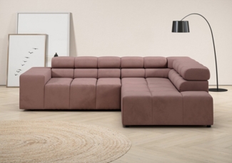 INOSIGN Ecksofa Ancona, incl. Kopfteilverstellung + 3 Zierkissen, L-Form, Breite 249cm, wahlweise motorische Sitztiefenverstellung, B/T(H: 249/215/70 cm