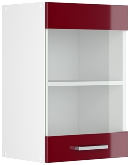 Hängeschrank R-Line Bordeaux Hochglanz 40 cm mit Glastür Vicco