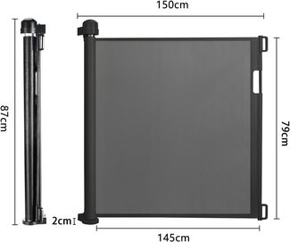 FIVMEN Treppenschutzgitter PVC Türschutzgitter Ausziehbar 0-300 cm, Weiß/Grau/Schwarz für Babys und Haustiere
