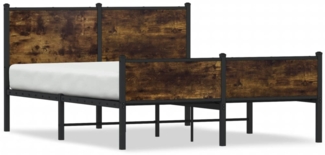 vidaXL Metallbett ohne Matratze Räuchereiche 150x200 cm 3301385