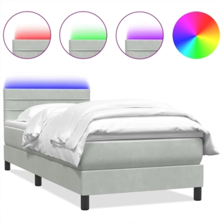 vidaXL Boxspringbett mit Matratze Hellgrau 80x220 cm Samt 3317001