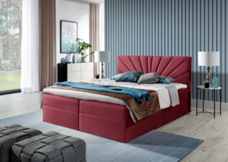 99rooms Lazzaro Boxspringbett Velours MONOLITH Bordeaux 120x200 cm