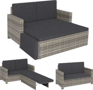 STEELSØN 'Elnath' Polyrattan 2er Sofa mit Hocker, grau-meliert