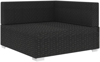 vidaXL Modular-Sofa-Eckteil 1 Stk. + Auflagen Poly Rattan Schwarz 46800