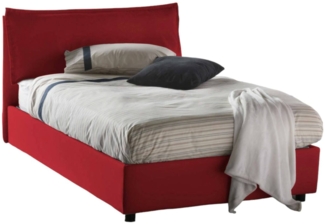 Dmora Abbygale Doppelbett, Bettkasten mit Stoffbezug, 100 % Made in Italy, Öffnung vorne, inklusive Matratze 120 x 200 cm, Rot