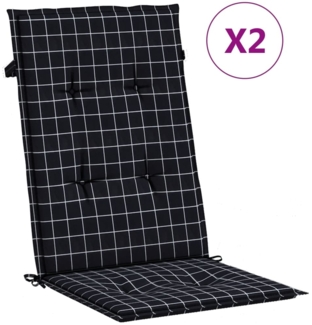 vidaXL Hochlehner-Auflagen 2 Stk. Schwarz Karomuster Stoff 361256