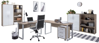 BMG Möbel Büromöbel-Set Office Edition Set 1, (Büro Sparset, 6-tlg), Schränke abschließbar, Regale mit verstellbaren Einlegeböden